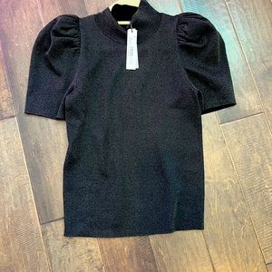NWT Alice + Olivia black, short puff sleeve